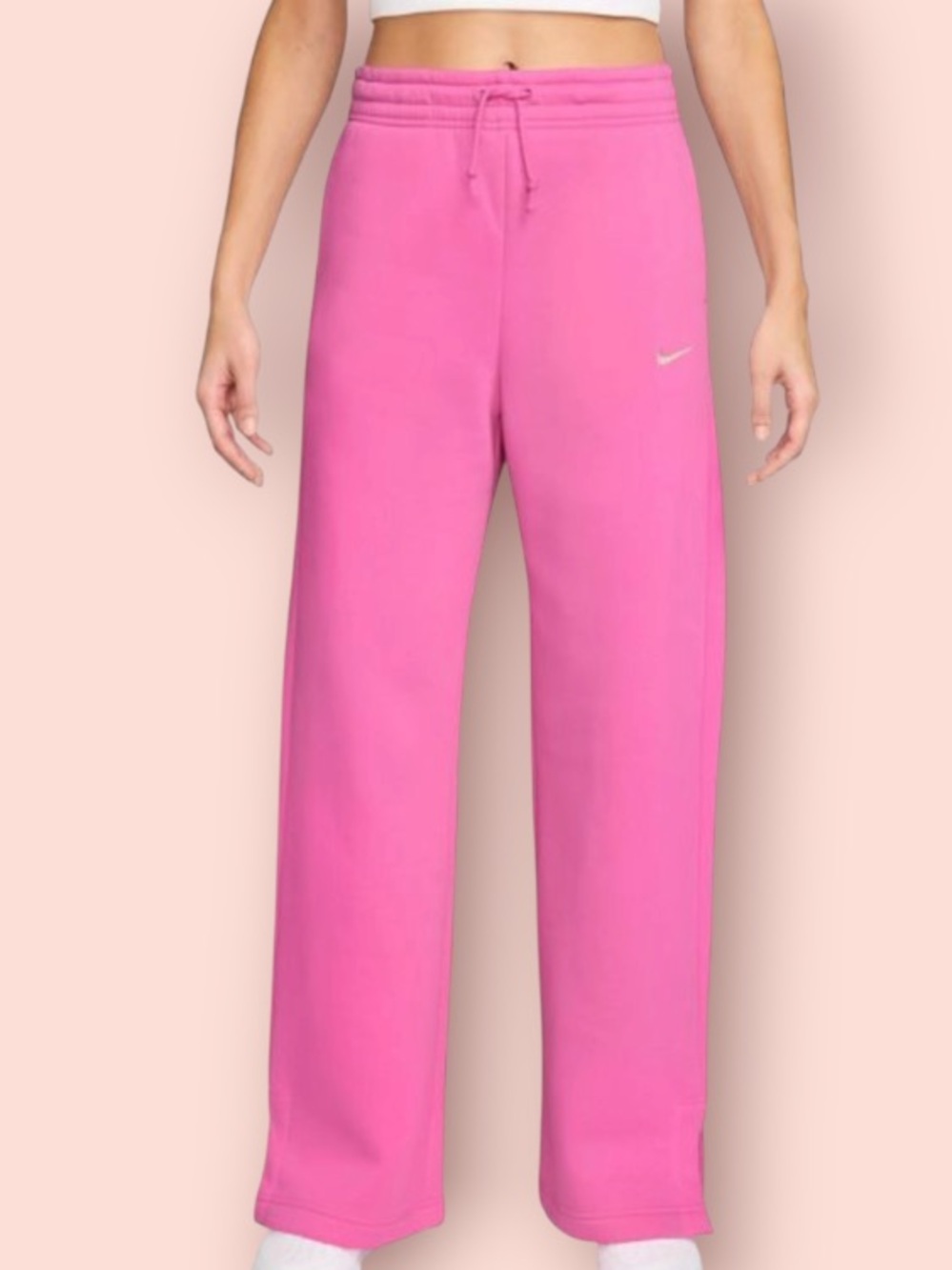 NIKE High Waist Wide Leg Hot Pink Phoenix Fleece Sweatpants